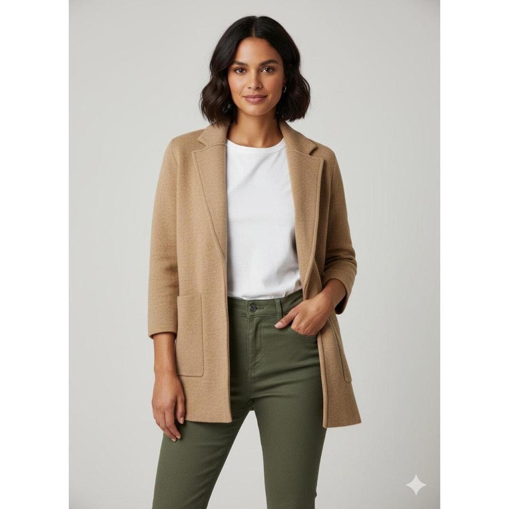 J. Crew 365 Sophie Open Front Merino Wool Knit Sweater Blazer, XXS, NWOT
